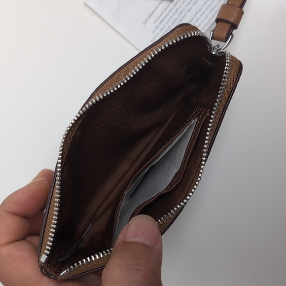 Coach CR393 Corner Zip Wristlet With Varsity Silver/Light Saddle - Picture 7 of 12